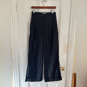 NWT Abercrombie & Fitch Womens Black Cotton Wide Leg Dress Pants Size Small
